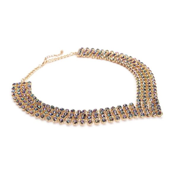 Magic Color Austrian Crystal Multi Layer Wedding Necklace 20-22 Inches - Picture 3 of 4